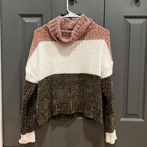 Multi Colored Cowl Neck Sweater